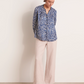 Ink-Dyed Geometric Rouched Blouse