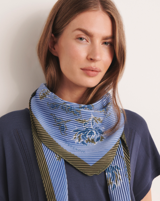 Pleated Satin Square Scarf