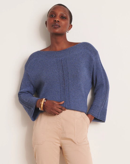 Boatneck Openwork Detailed Sweater