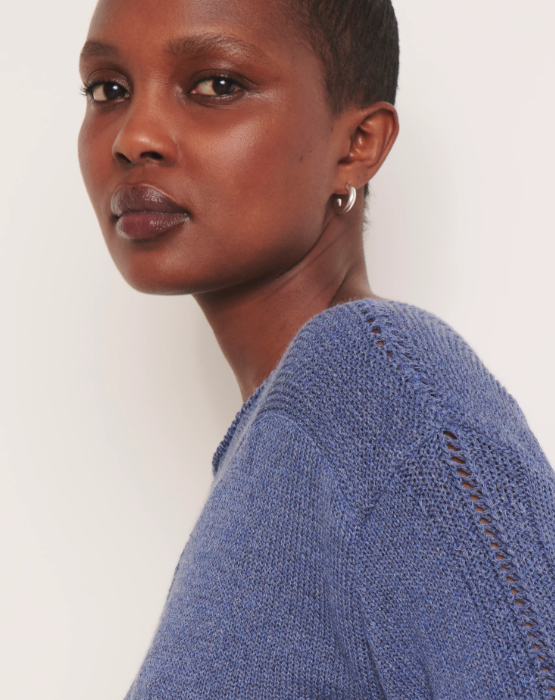 Boatneck Openwork Detailed Sweater