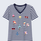 Striped Summer Embroidered Tee