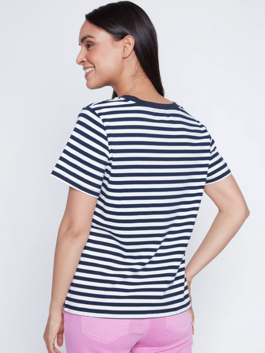 Striped Summer Embroidered Tee