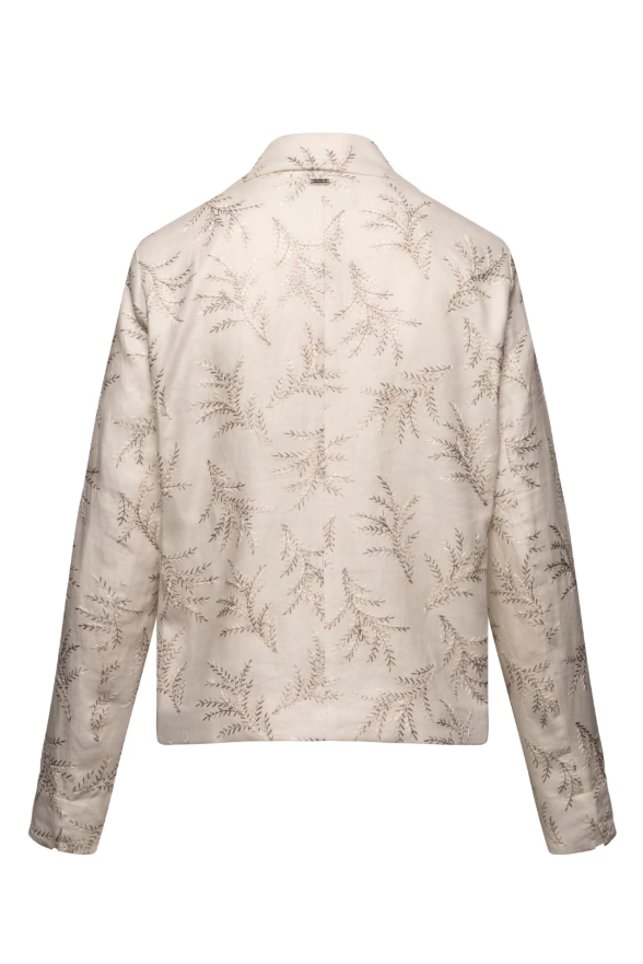 Branch Embroidered Linen Jacket