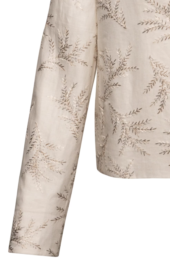 Branch Embroidered Linen Jacket