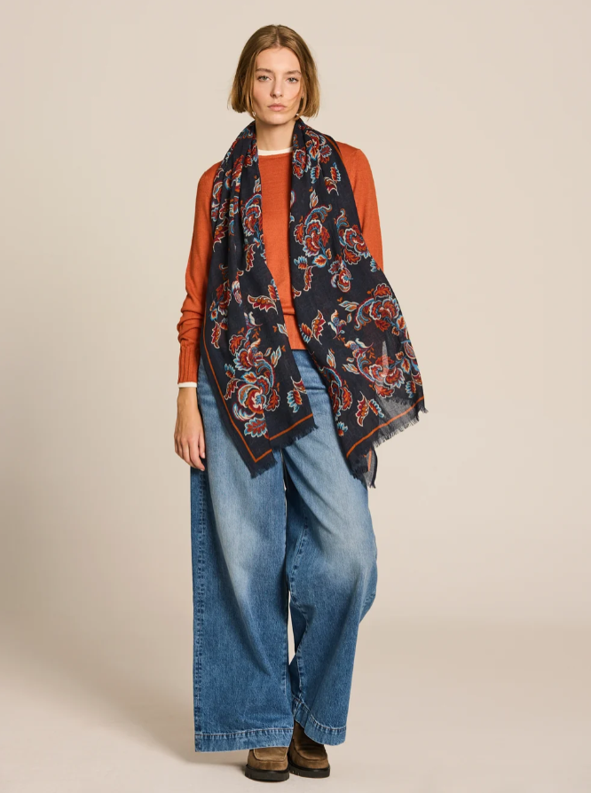 Floral Canvas Wool Scarf
