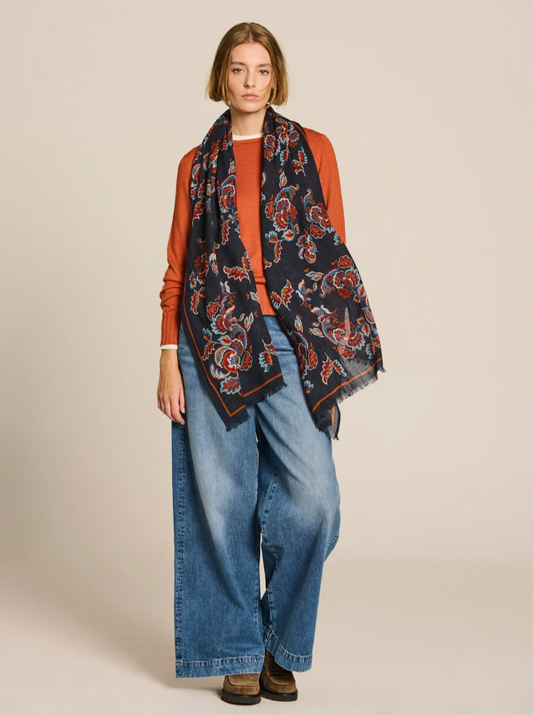 Floral Canvas Wool Scarf