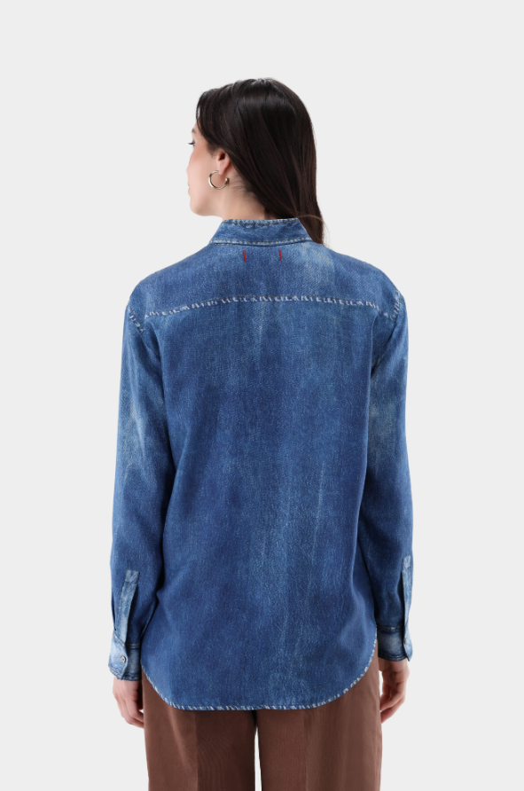 Silk Denim Tunic Blouse