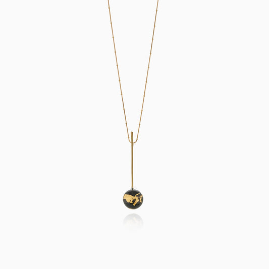 Gold Leaf Marble Drop Necklace