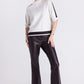 Flared Leg Leather Look Pants