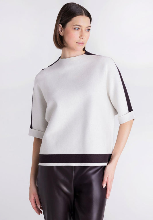 Fine-Knit Athleisure Strip Jumper