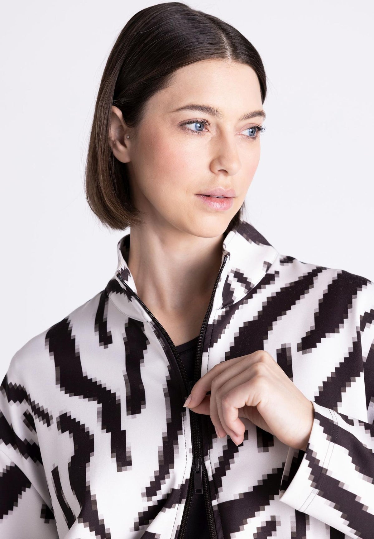 Pixelated Zebra Bomber Jacket