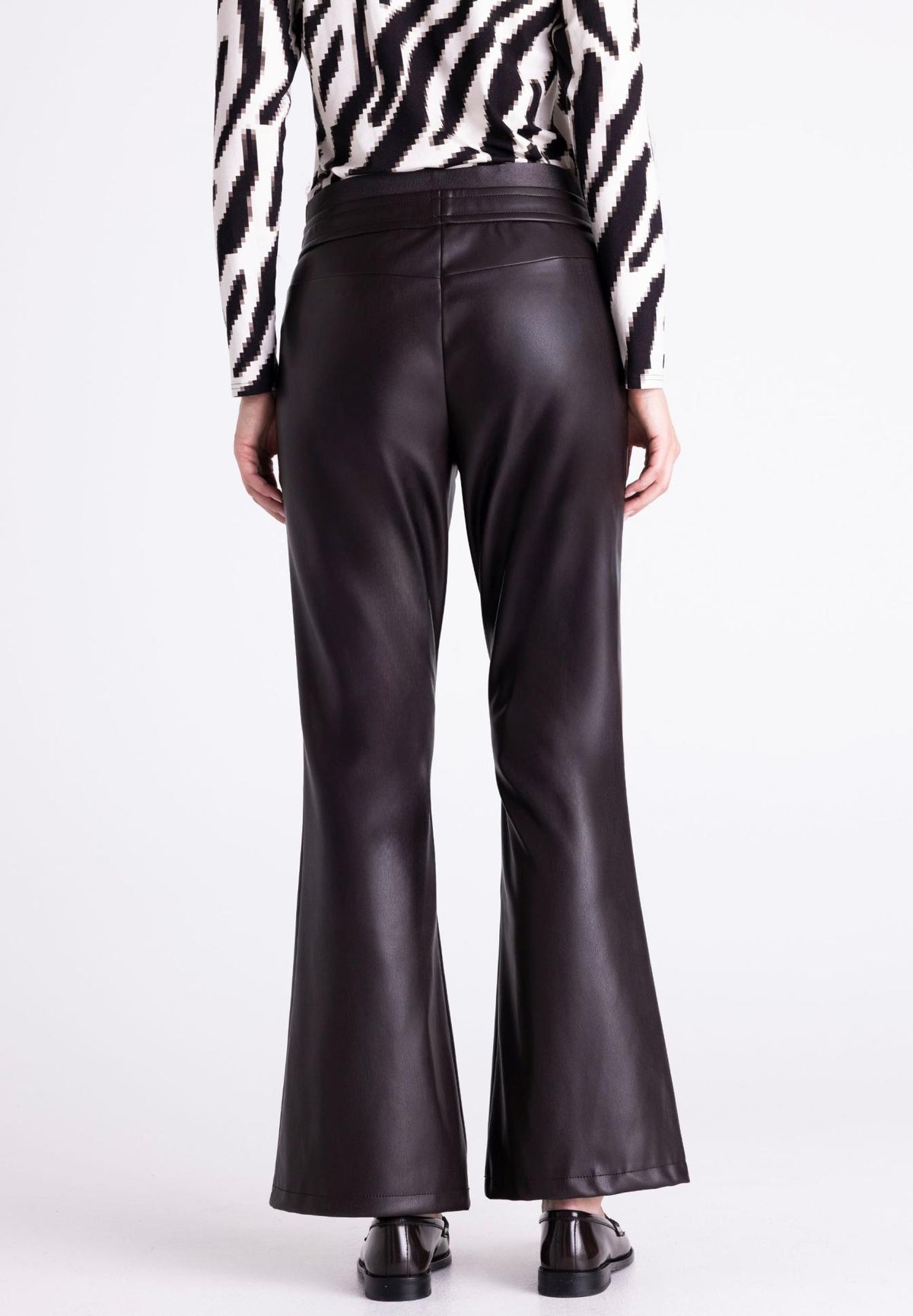 Flared Leg Leather Look Pants