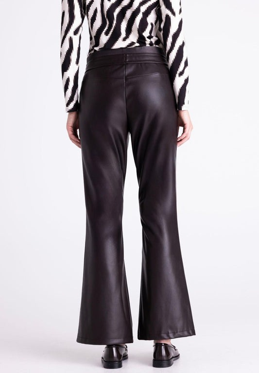 Flared Leg Leather Look Pants