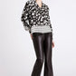 Leopard Lover Ribbed Cuffs Blouse
