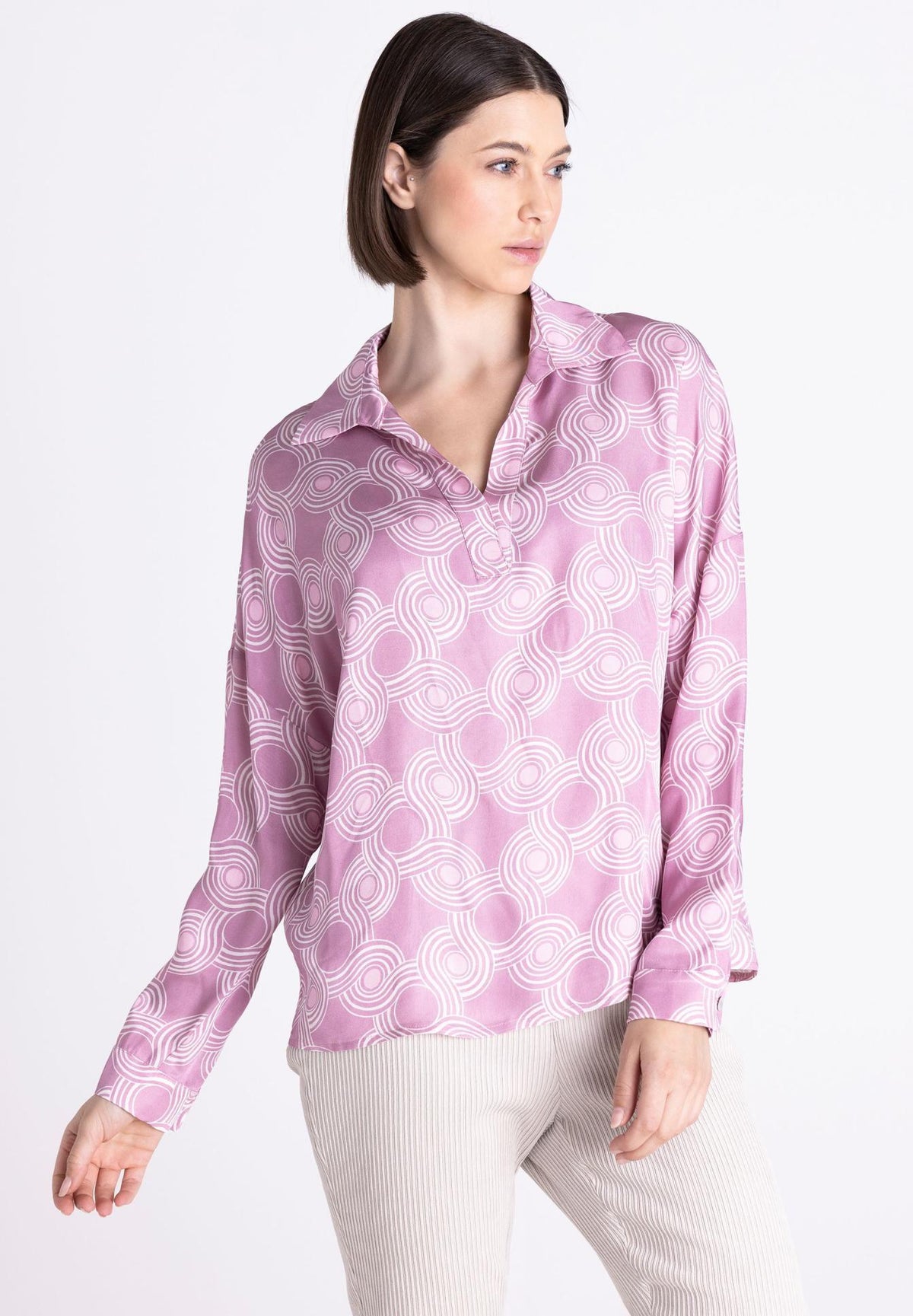 Geometrically Abstract Viscose Blouse