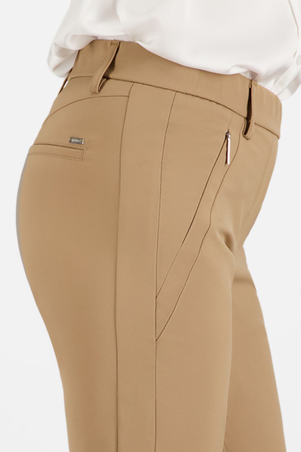 Diagonal Zip Pockets Pull-On Pants