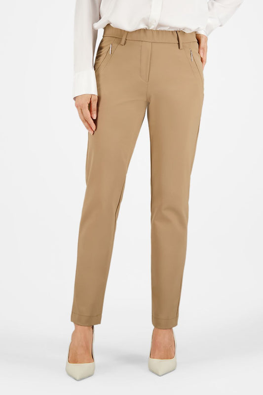 Diagonal Zip Pockets Pull-On Pants