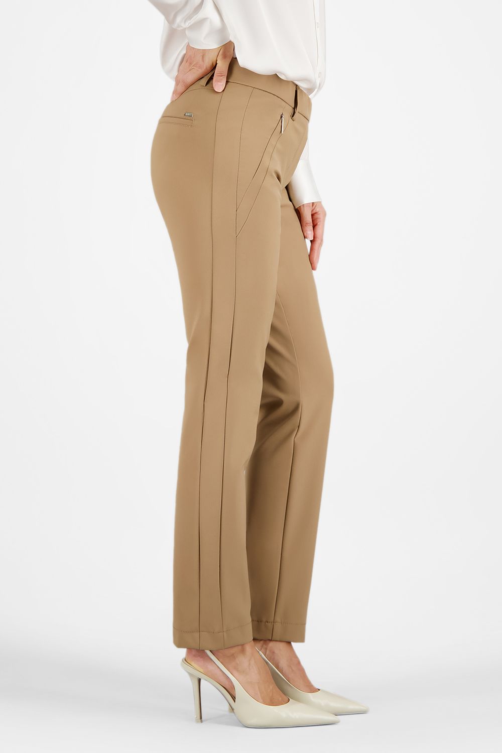 Diagonal Zip Pockets Pull-On Pants