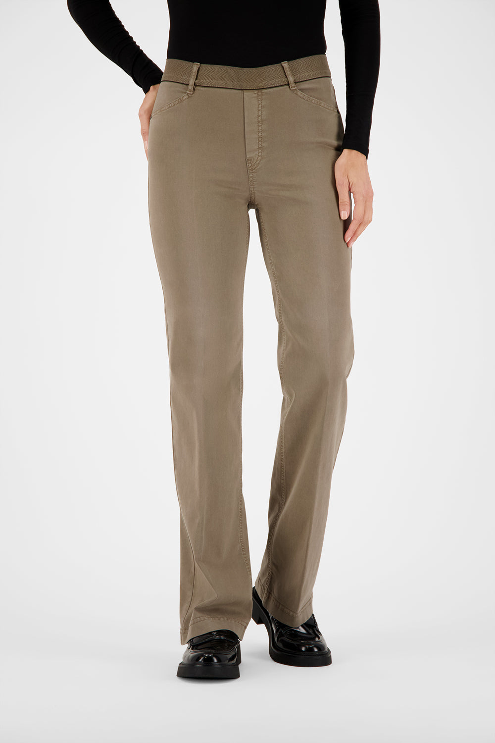 Flared Suede Pull-On Pants