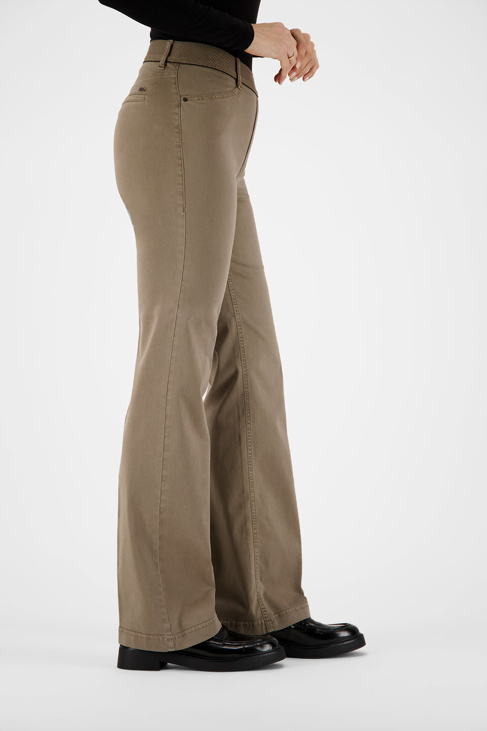Flared Suede Pull-On Pants