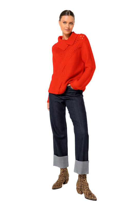 Cropped Jeans w. Wide Cuffs