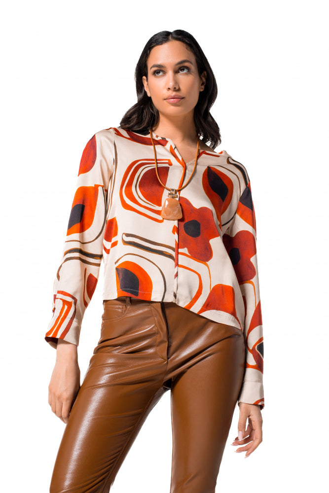 Silky Abstract Patterned Blouse