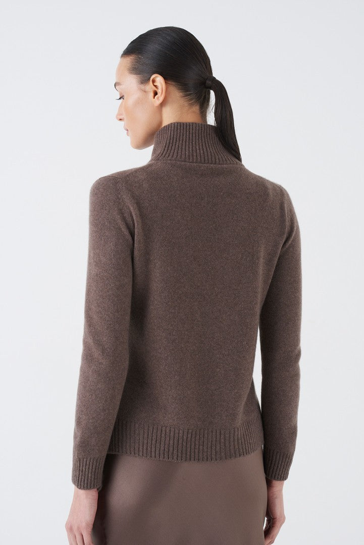 Deluxe Cashmere Rib-Zip Cardigan
