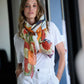 Floral Foliage Embroidered Linen Scarf