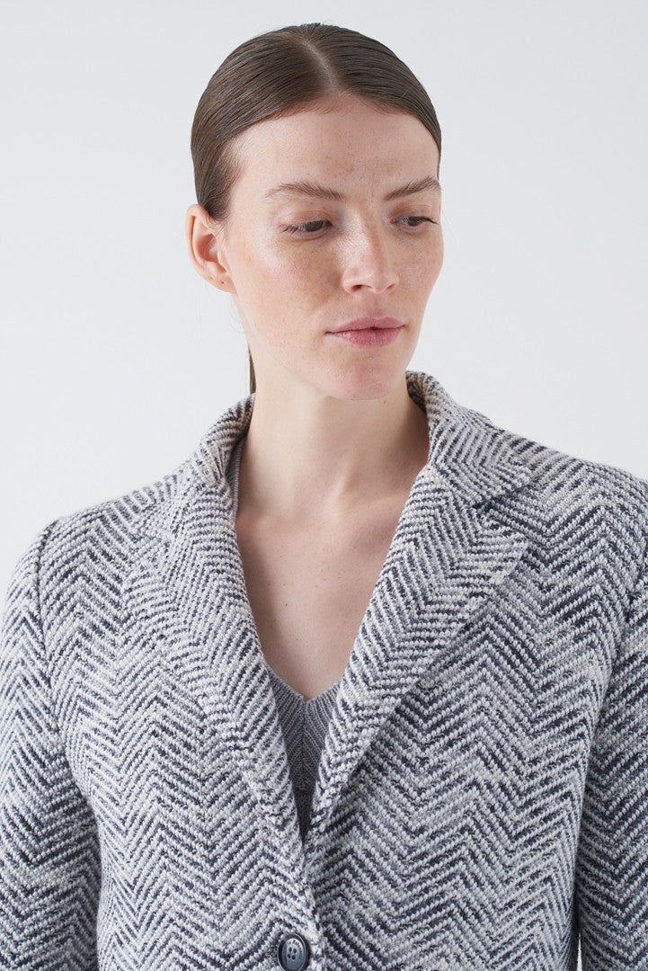Wool Herringbone Knit Blazer
