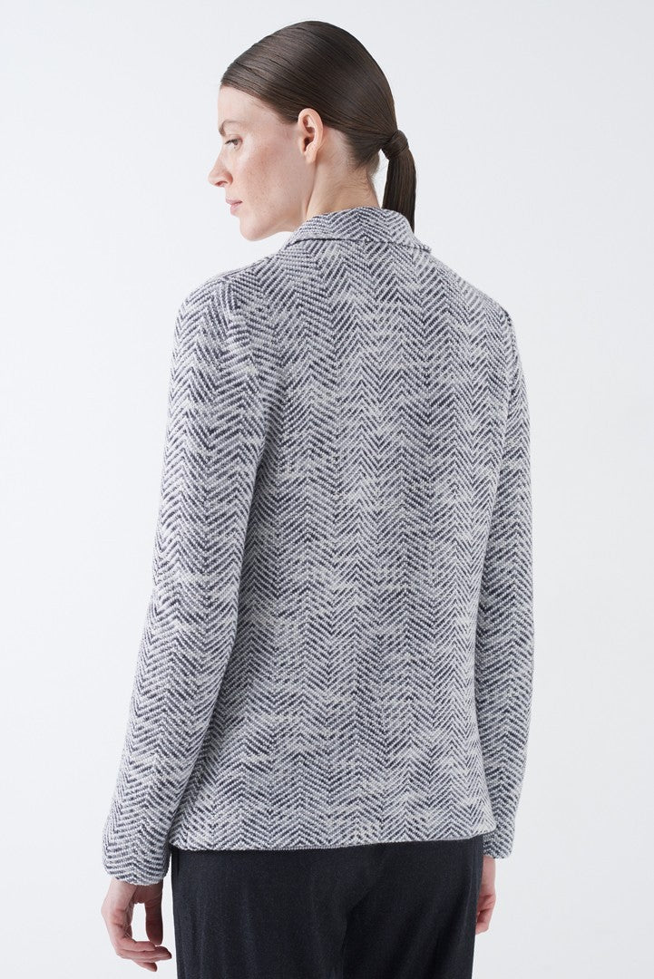 Wool Herringbone Knit Blazer