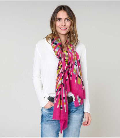 Embroidered Fireworks Wool Scarf