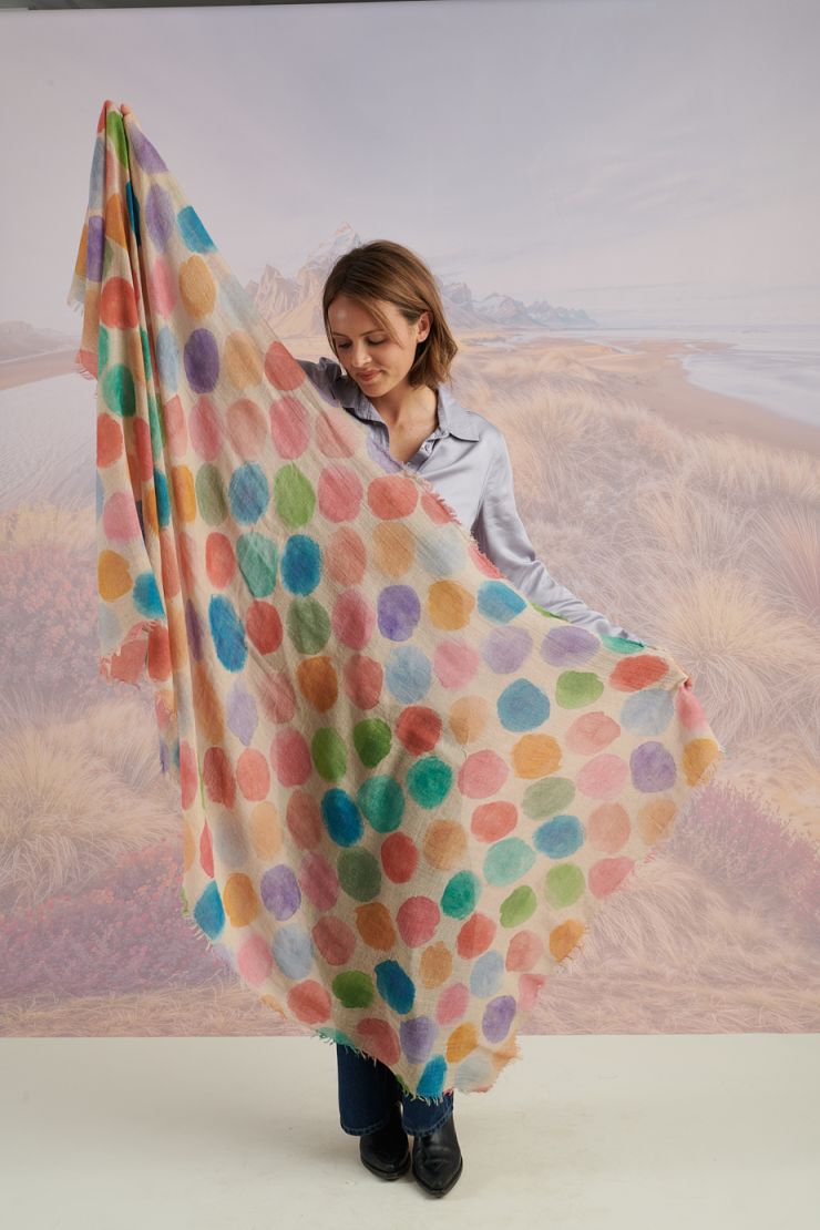 Painted Polka Dots Wool Scarf