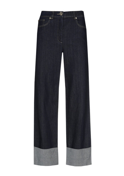 Cropped Jeans w. Wide Cuffs
