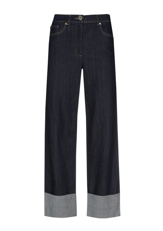 Cropped Jeans w. Wide Cuffs