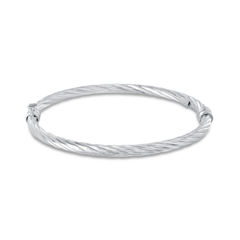 Twisted Oval Silver Bangle