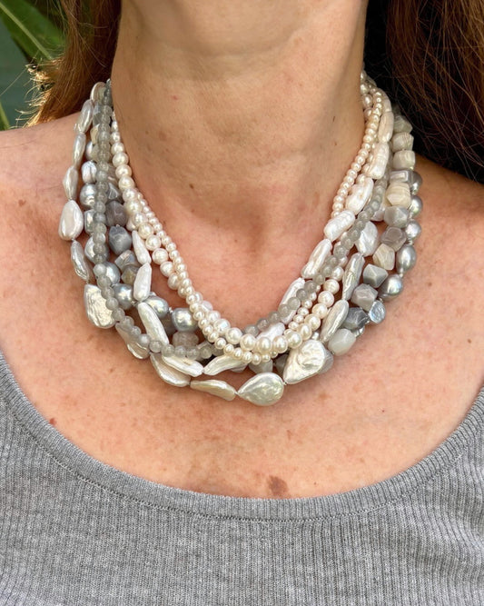 Freshwater Pearls & Quartz Multi-Strand Necklace