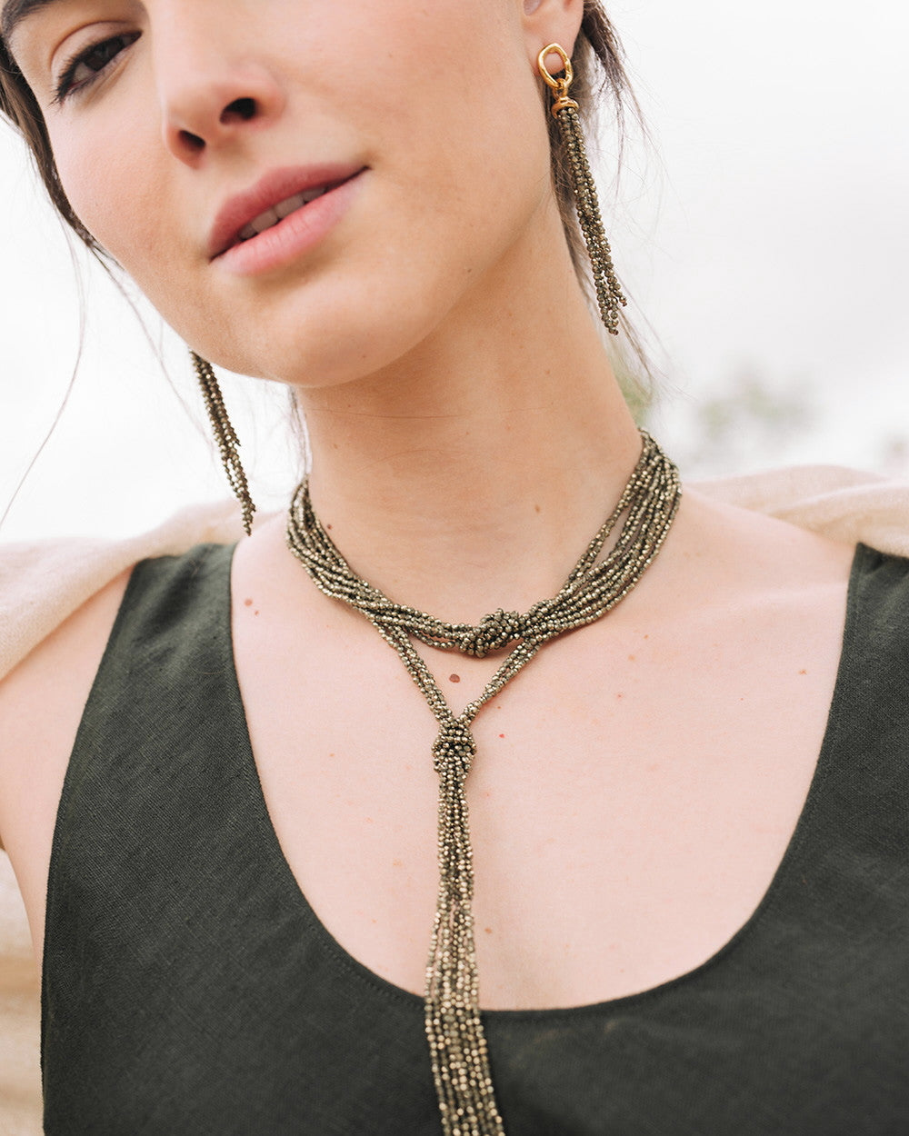 Pyrite Lariat Necklace