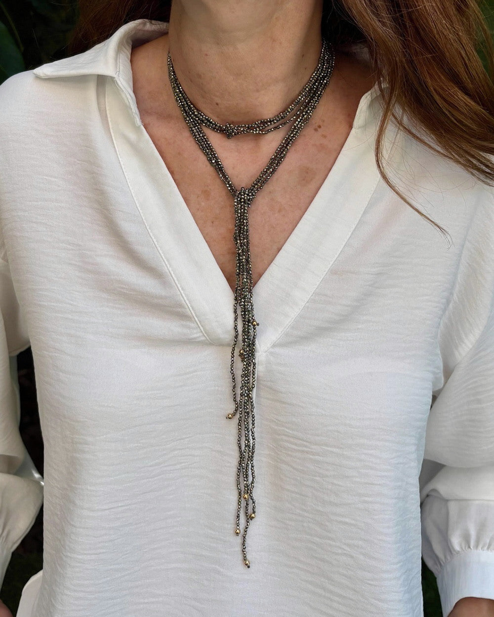 Pyrite Lariat Necklace