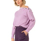 Teardrop Shoulder Rib-Knit Sweater
