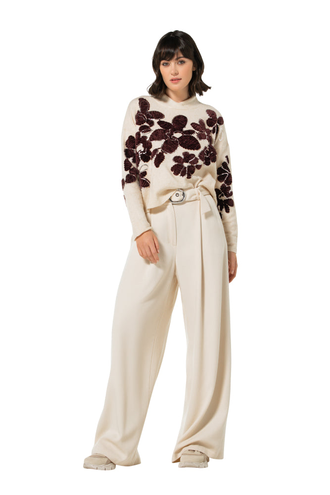 Floral Velour Bedazzled Sweater