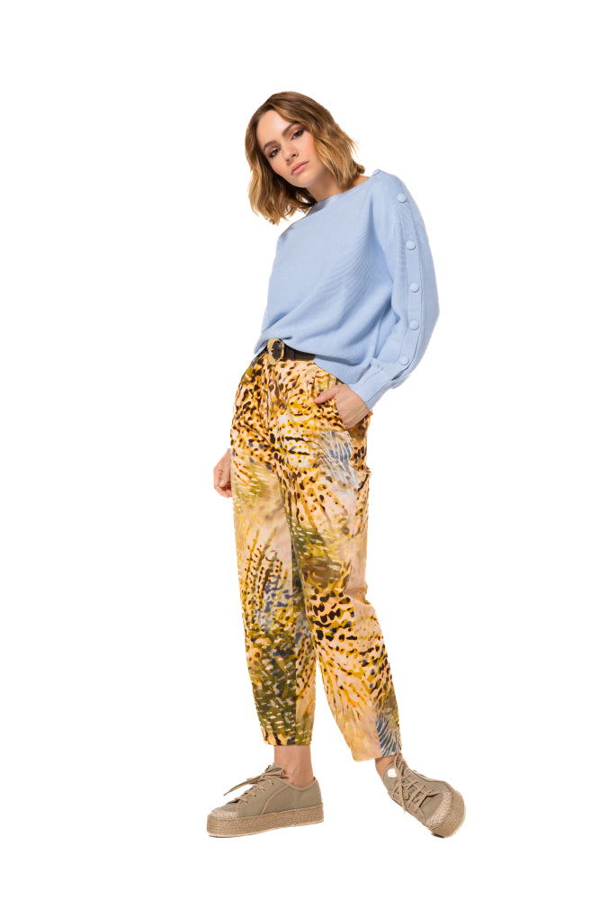 Leopard Print Belted Baggy Pant