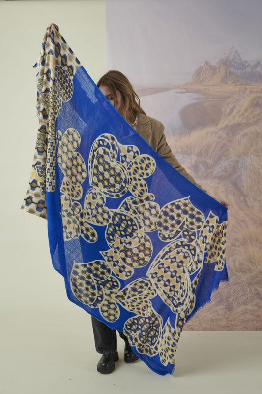 Patterned LOVE Wool Scarf