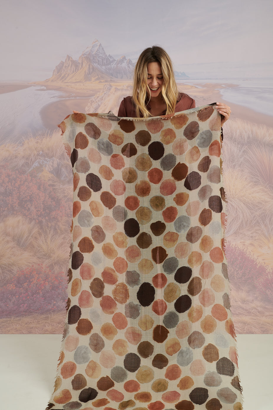 Painted Polka Dots Wool Scarf