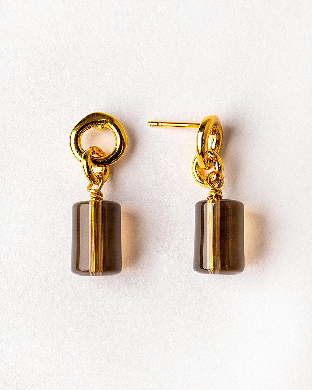 Smokey Quartz Gold-plated Earrings