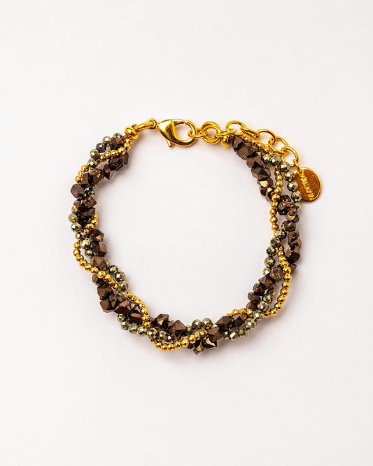 Hand-Braided Hematite & Pyrite Bracelet