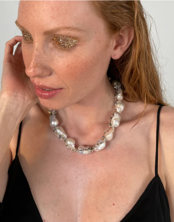 Baroque Freshwater Pearls w. Hematite Necklace
