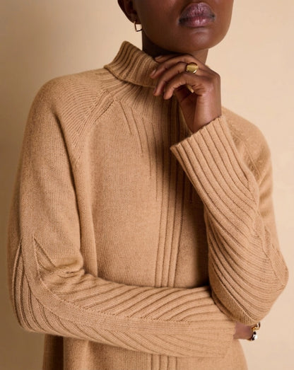 Ribbed Tunic-Length Wool & Cashmere Sweater