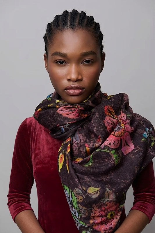 Floral Landscape Wool Scarf
