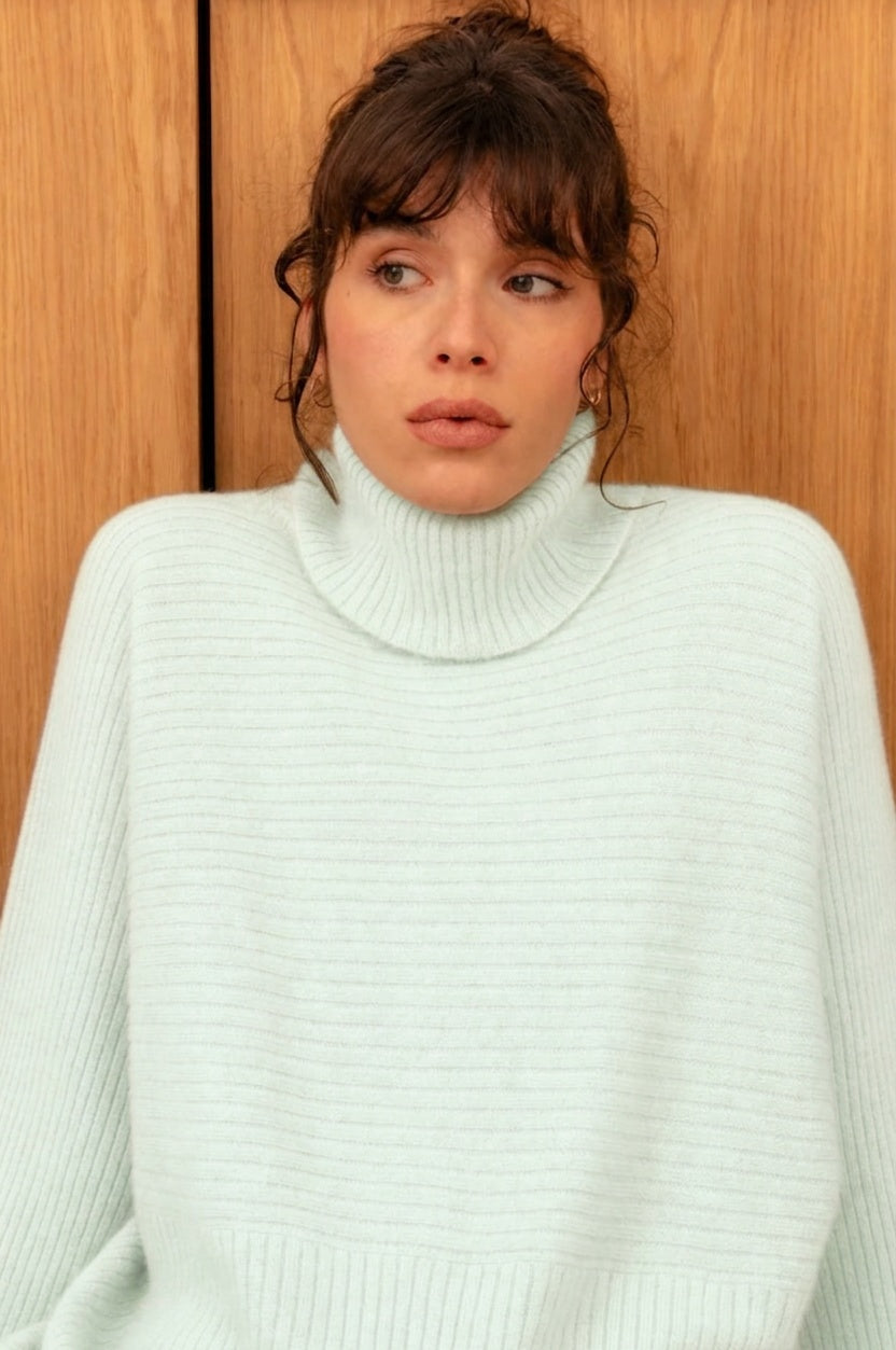 Roll-Neck Cocoon Cashmere Sweater