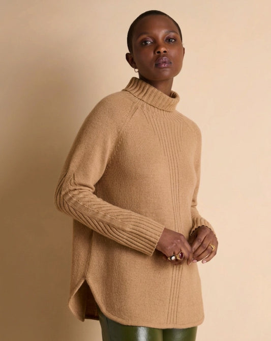 Ribbed Tunic-Length Wool & Cashmere Sweater